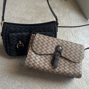 Rioni Black and Tan Monogram Shoulder Bags (BoGo)